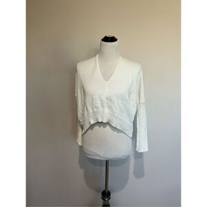 Pico Vela women Knit top crop sweater Bamboo cotton lightweight Size M